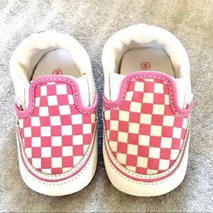 Vans checkerboard slip on pink and white 2 toddler